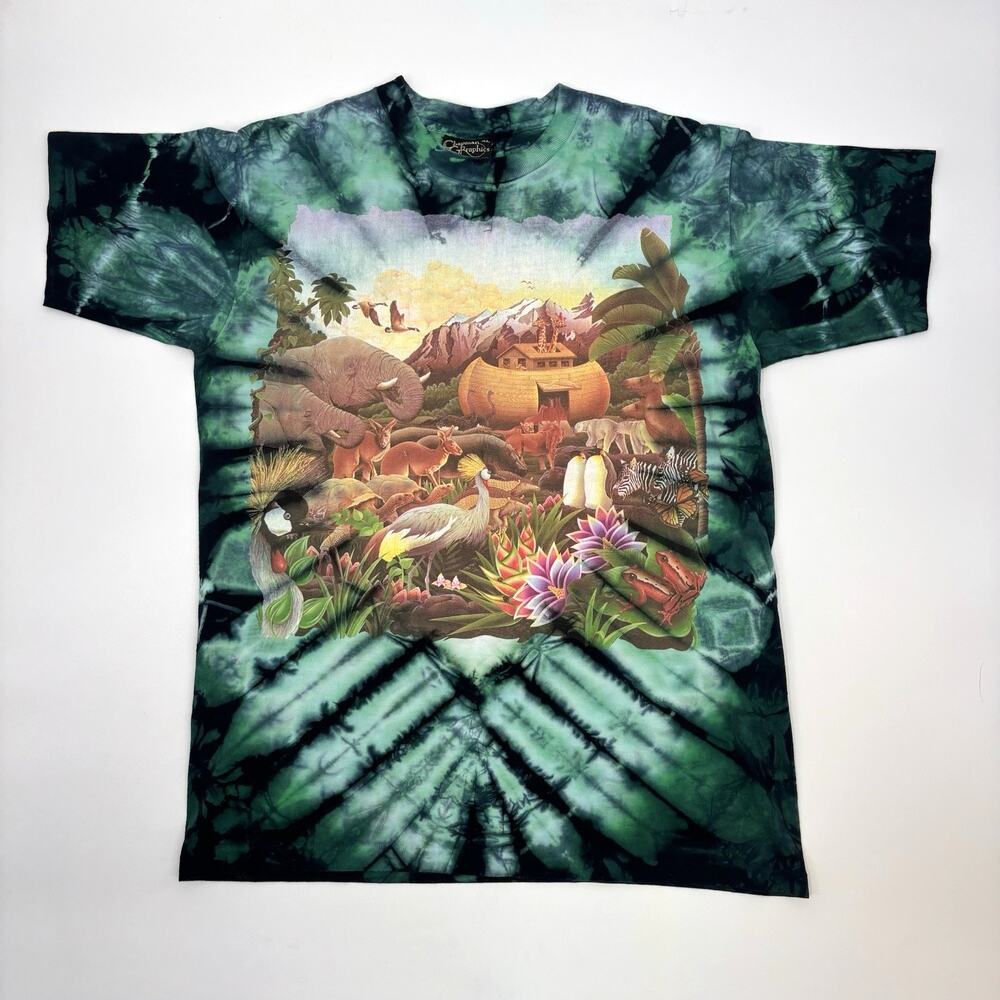 Vintage Lisa Chapman Graphics T Shirt Size Xl Noah’s Ark Nature AOP 90s Tie Dye